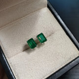 Emerald Stud Earrings 925 Sterling Silver Fine Jewelry