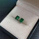 Emerald Stud Earrings 925 Sterling Silver Fine Jewelry