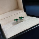 Emerald Stud Earrings 925 Sterling Silver Fine Jewelry