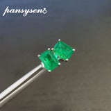 Emerald Stud Earrings 925 Sterling Silver Fine Jewelry