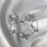 925 Silver Butterfly Moissanite Chain Bracelet Wedding Gift