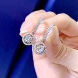 925 Silver 1CT Round Cut Diamond Clip Earrings Wedding Party Jewelry