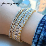 925 Silver 2MM Round Simulated Moissanite Bracelet for Women