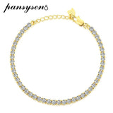 925 Silver 2MM Round Simulated Moissanite Bracelet for Women