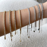 925 Silver 2MM Round Simulated Moissanite Bracelet for Women