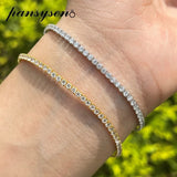 925 Silver 2MM Round Simulated Moissanite Bracelet for Women