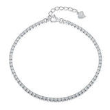925 Silver 2MM Round Simulated Moissanite Bracelet for Women