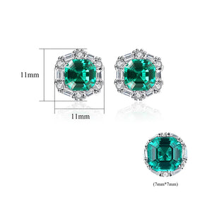 Emerald Ear Stud Earrings 925 Silver Wedding Party Fine Jewelry