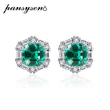 Emerald Ear Stud Earrings 925 Silver Wedding Party Fine Jewelry