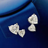 Heart Diamond Stud Earrings 925 Silver Women's Fine Jewelry
