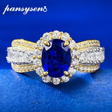 925 Silver Oval Sapphire Diamond Cocktail Party Rings for Women