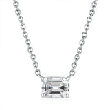 Solid Silver 925 Emerald Cut Moissanite Diamond Pendent Necklace
