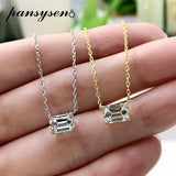 Solid Silver 925 Emerald Cut Moissanite Diamond Pendent Necklace