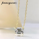 Solid Silver 925 Emerald Cut Moissanite Diamond Pendent Necklace