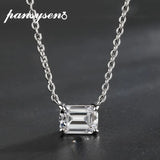 Solid Silver 925 Emerald Cut Moissanite Diamond Pendent Necklace