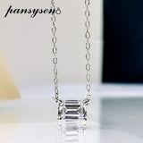 Solid Silver 925 Emerald Cut Moissanite Diamond Pendent Necklace