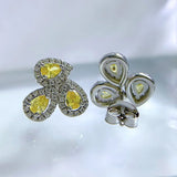 925 Silver Citrine Sapphire Diamond Stud Earrings