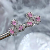 925 Silver Citrine Sapphire Diamond Stud Earrings