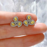 925 Silver Citrine Sapphire Diamond Stud Earrings