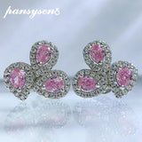 925 Silver Citrine Sapphire Diamond Stud Earrings