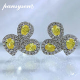 925 Silver Citrine Sapphire Diamond Stud Earrings