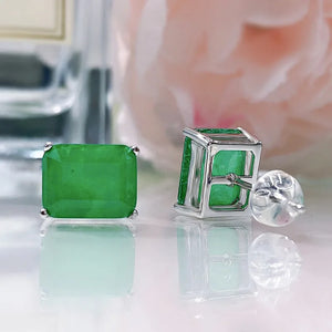 925 Sterling Silver Emerald Paraiba Tourmaline Stud Earrings