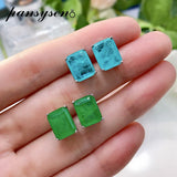 925 Sterling Silver Emerald Paraiba Tourmaline Stud Earrings