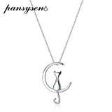 925 Sterling Silver Cat Charm Pendant Necklace for Women