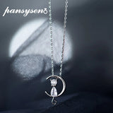 925 Sterling Silver Cat Charm Pendant Necklace for Women