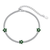 925 Silver Flower Sapphire Emerald Moissanite Bracelet for Women