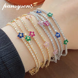 925 Silver Flower Sapphire Emerald Moissanite Bracelet for Women
