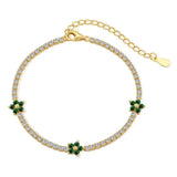 925 Silver Flower Sapphire Emerald Moissanite Bracelet for Women