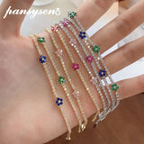 925 Silver Flower Sapphire Emerald Moissanite Bracelet for Women