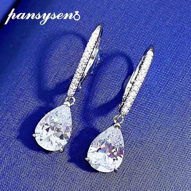 925 Silver 7x10MM Diamond Gemstone Clip Earrings
