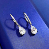 925 Silver 7x10MM Diamond Gemstone Clip Earrings