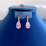 925 Silver Pink Sapphire Diamond Dangle Earrings Wedding Jewelry