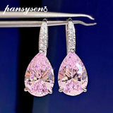 925 Silver Pink Sapphire Diamond Dangle Earrings Wedding Jewelry
