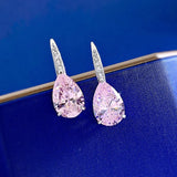 925 Silver Pink Sapphire Diamond Dangle Earrings Wedding Jewelry
