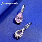 925 Silver Pink Sapphire Diamond Dangle Earrings Wedding Jewelry