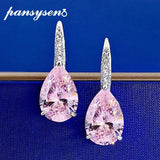 925 Silver Pink Sapphire Diamond Dangle Earrings Wedding Jewelry