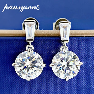 925 Silver 8MM Round Cut High Carbon Diamond Earrings
