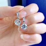 925 Silver 8MM Round Cut High Carbon Diamond Earrings