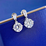 925 Silver 8MM Round Cut High Carbon Diamond Earrings