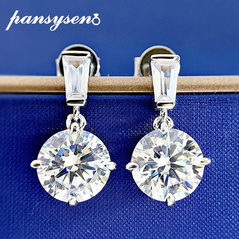 925 Silver 8MM Round Cut High Carbon Diamond Earrings