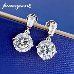 925 Silver 8MM Round Cut High Carbon Diamond Earrings