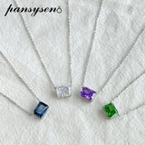 Solid Silver 925 Ice Cut Emerald Sapphire Diamond Necklaces
