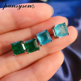 Solid Silver 925 Paraiba Tourmaline Emerald Stud Earrings for Women