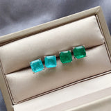 Solid Silver 925 Paraiba Tourmaline Emerald Stud Earrings for Women