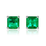 Solid Silver 925 Paraiba Tourmaline Emerald Stud Earrings for Women