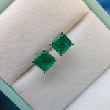 Solid Silver 925 Paraiba Tourmaline Emerald Stud Earrings for Women